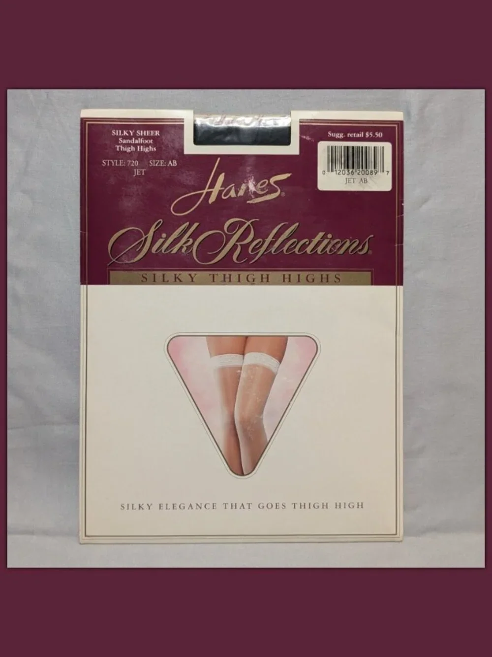 2x Hanes Silk Reflections Thigh Highs, Sandlefoot, Size AB - Jet & Little Color